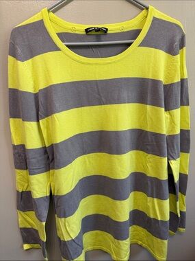 Cable & Gauge Neon Yellow and Gray Striped Long-Sleeve Tee